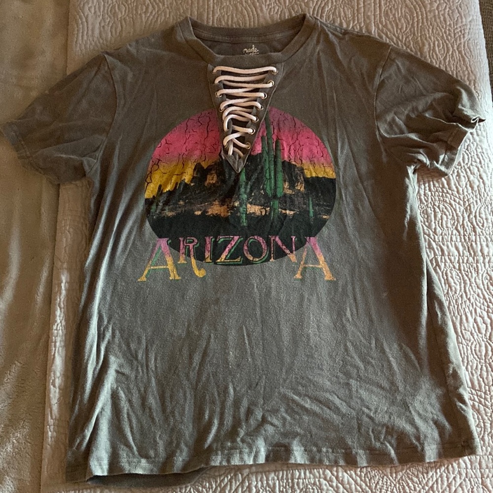 Grey tie front tee
